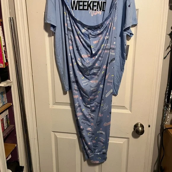 Weekend Vibes Women's Light Blue Pajama Set - Picture 6 of 8